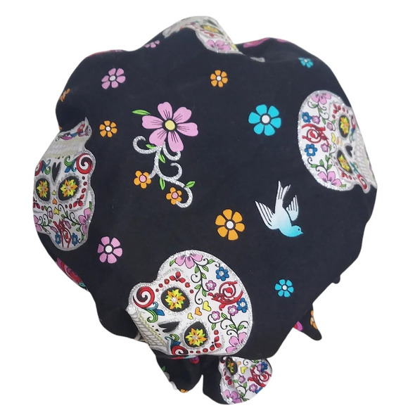 Day‎ of the Dead Bonnet Elasticized Head Bonnet with side bow - Picture 7 of 12